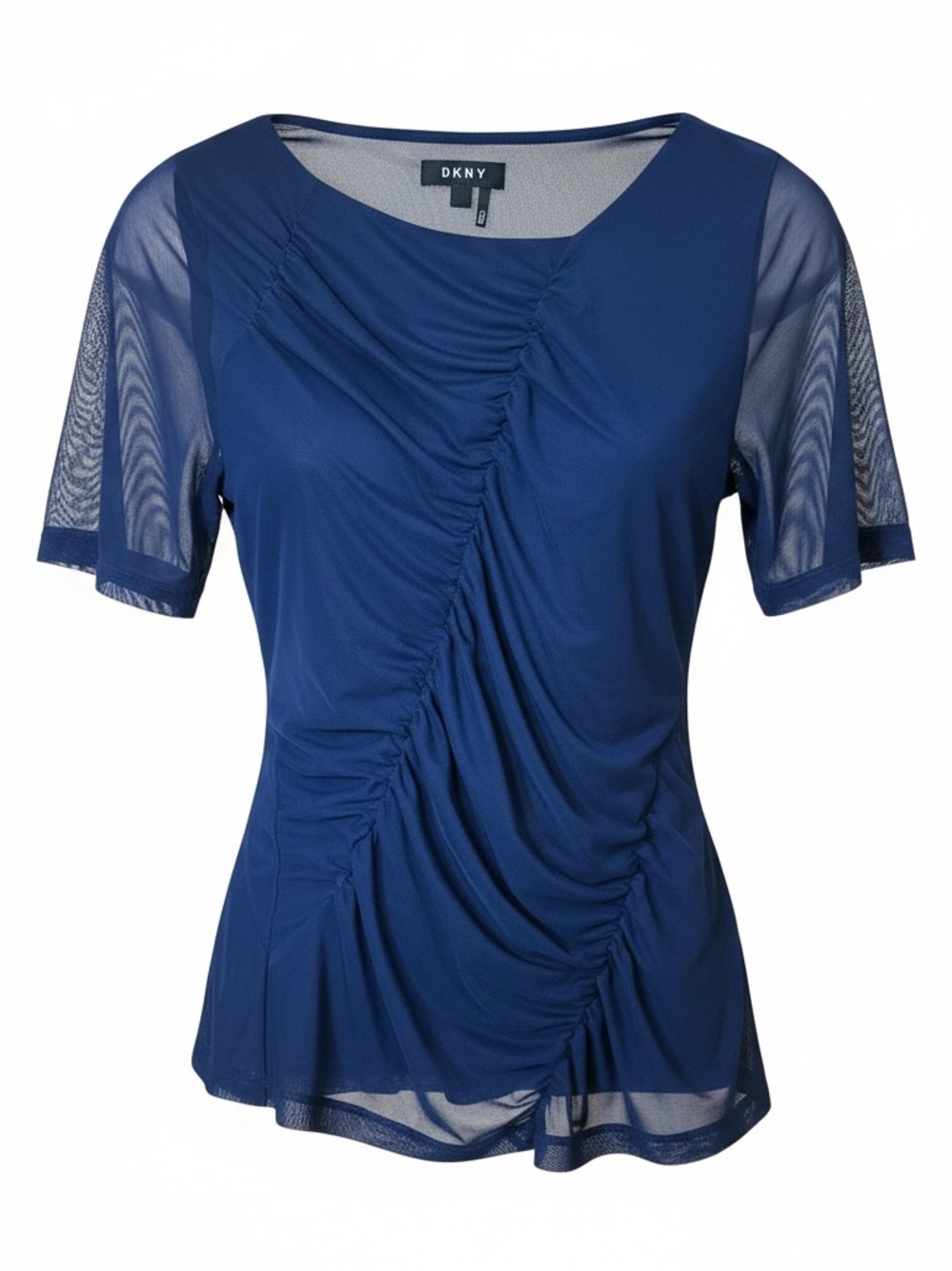 ⭐️DKNY Women's Elegant Navy Blue Ruched Blouse